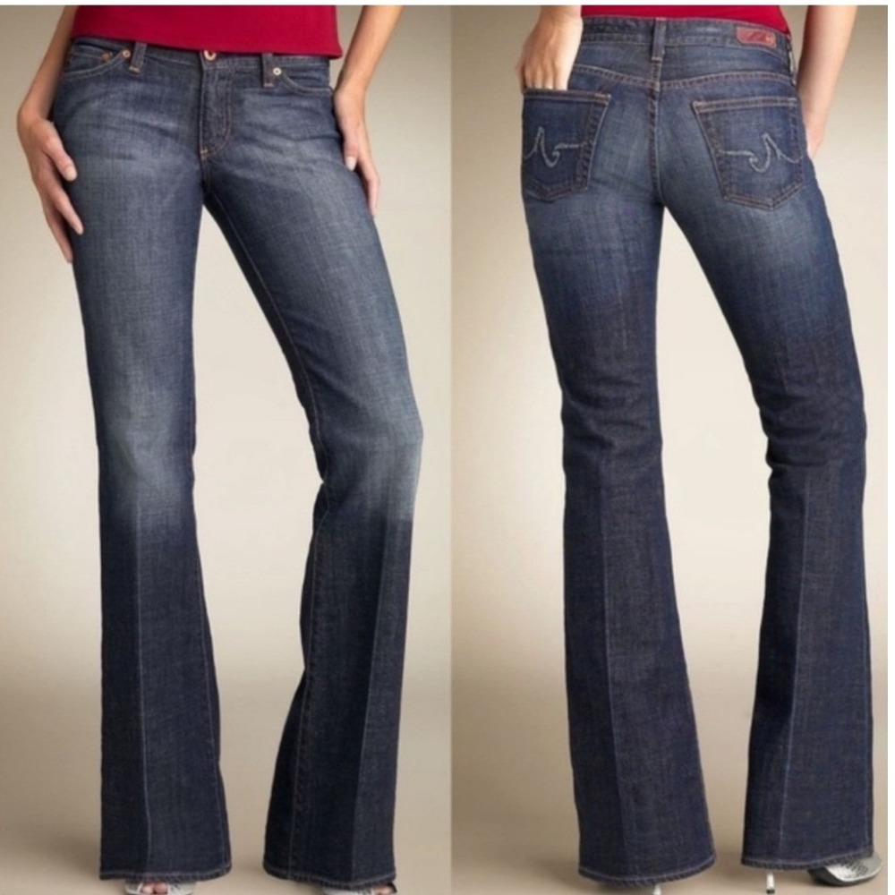AG‎ Adriano Goldschmied The Club Low Rise Flare Jeans Dark Wash 26R